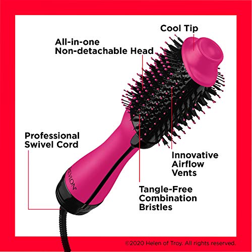 REVLON One-Step Hair Dryer And Volumizer Hot Air Brush, Black, Packaging May Vary, Black Volumizer, 1 Count