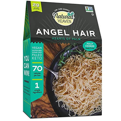 Natural Heaven Hearts of Palm Pasta, Angel Hair Noodles - Low Carb Pasta, Gluten-Free, Paleo, Keto Pasta Noodles, Plant-Based Healthy Food, 9 Oz