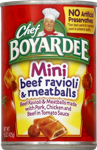 Chef Boyardee Mini Beef Ravioli and Meatballs, 15 Oz Can