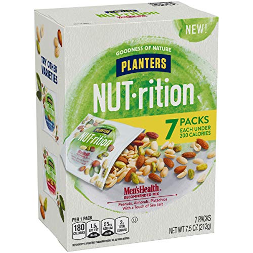 Planters NUT-RITION MEN'S HEALTH Recommended Nut Mix with Peanuts, Almonds, Pistachios Sea Salt, 7 ct of 1.25 oz Packs