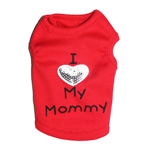 Dog Shirts Slogan Vest I Love My Daddy/Mommy Cute Heart T-Shirt Clothes for Chiuahaha Poodle Teacup Shihtzu Yorkie Bulldog Small Puppy Costume