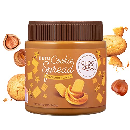 ChocZero Keto Cookie Butter Spread - No Sugar Added, Gluten Free, Low Carb Speculoos, Biscuit, Keto Friendly, Nut Butter Alternative, Dessert Hummus, Naturally Sweetened with Monk Fruit (1 jar, 12 oz)