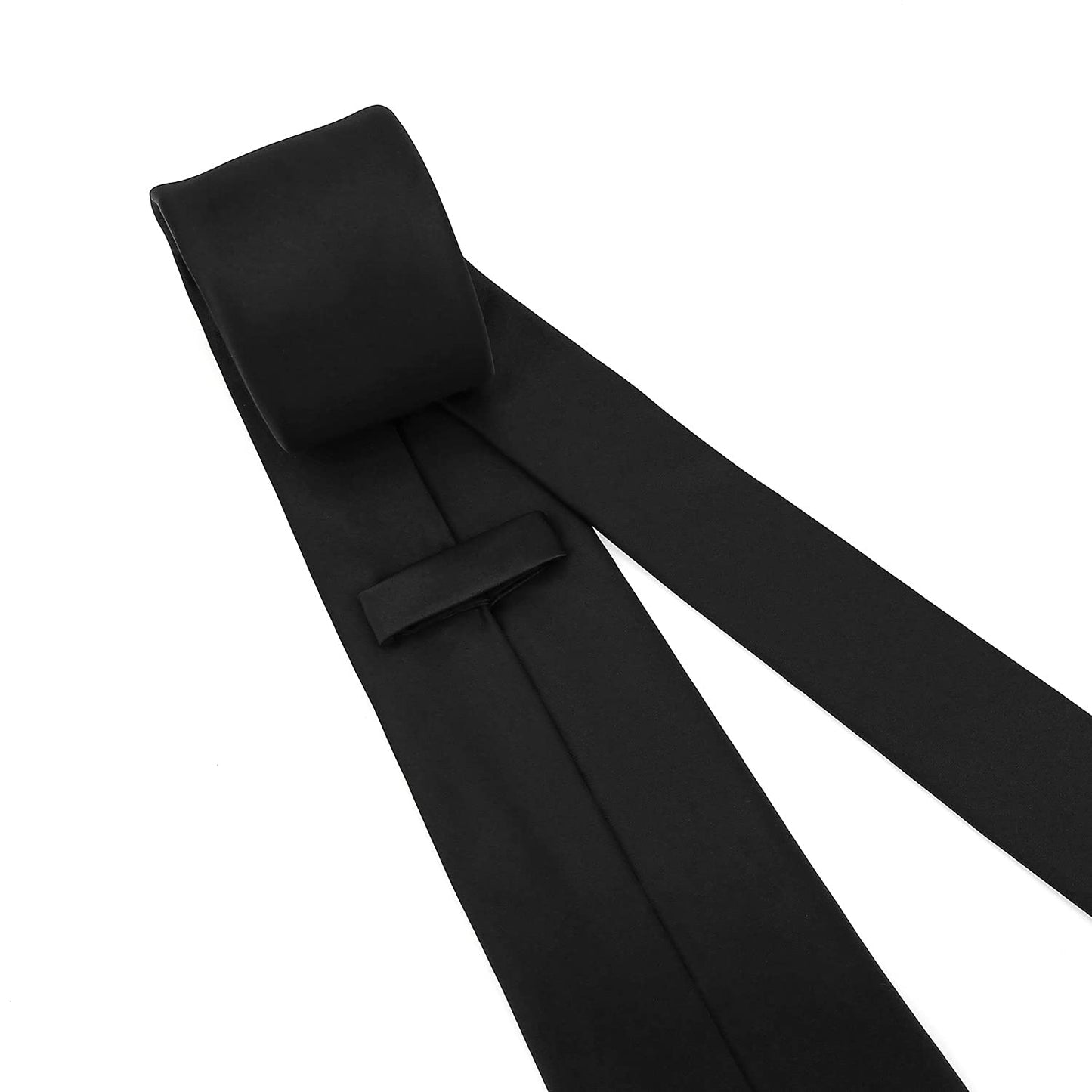 KOOELLE Men's Ties Solid Pure Color Plain Formal Black Ties For Men