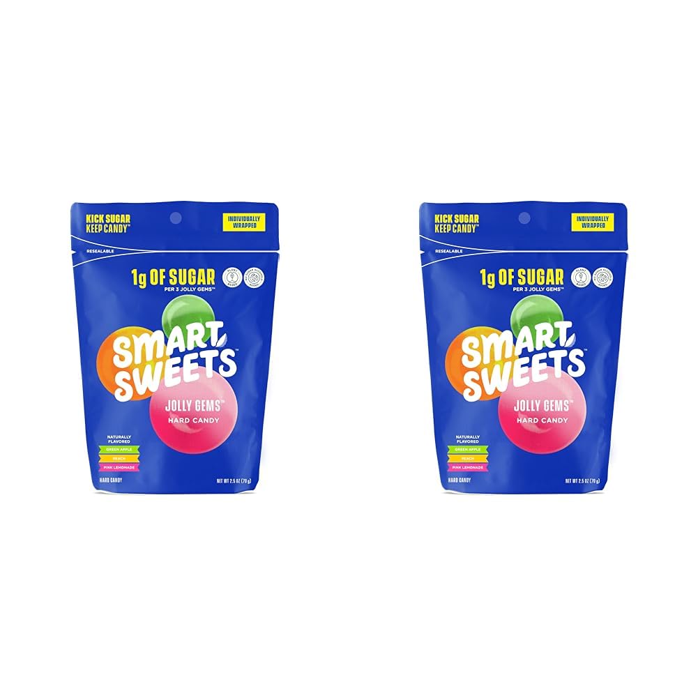 SmartSweets Lollipops, 3oz, Blue Raspberry & Watermelon Flavors, Hard Candy with Low Sugar (1g), Low Calorie (40), No Artificial Sweeteners, Plant-Based, Gluten-Free