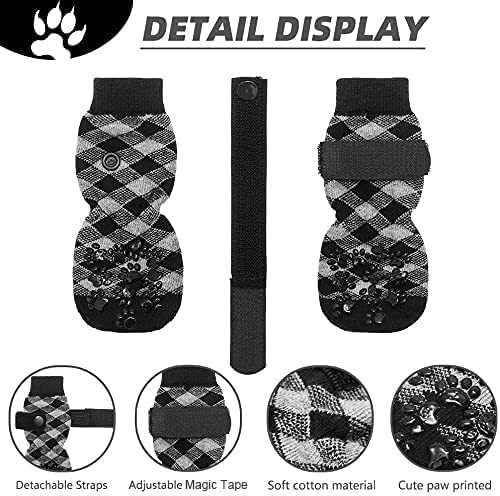 EXPAWLORER Double Side Anti-Slip Dog Socks - Dog Booties for Hot Pavement, Adjustable Pet Paw Protector, Traction Control Non-Skid for Indoor on Hardwood Floor Wear,Dog Shoes for Outdoor