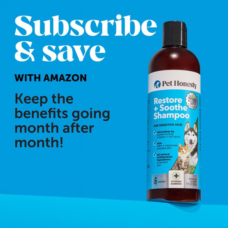 Pet Honesty Chlorhexidine Cat & Dog Anti-Itch Shampoo, for Allergies, Itching, Dog Skin and Coat Supplement, Helps Shedding, Hot Spots, Deodorizing Dog Shampoo, Dog Grooming Supplies,16oz