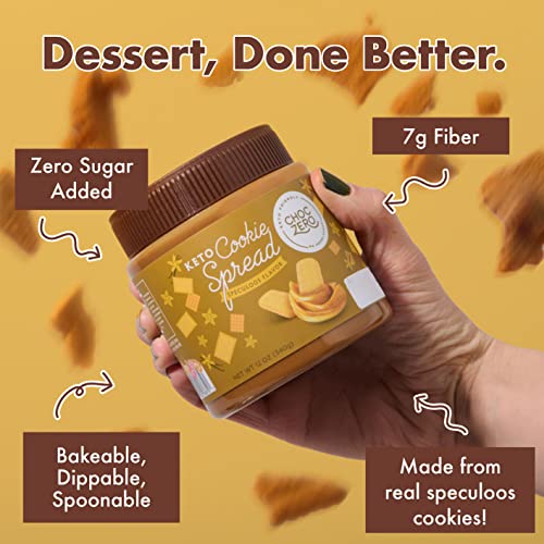 ChocZero Keto Cookie Butter Spread - No Sugar Added, Gluten Free, Low Carb Speculoos, Biscuit, Keto Friendly, Nut Butter Alternative, Dessert Hummus, Naturally Sweetened with Monk Fruit (1 jar, 12 oz)