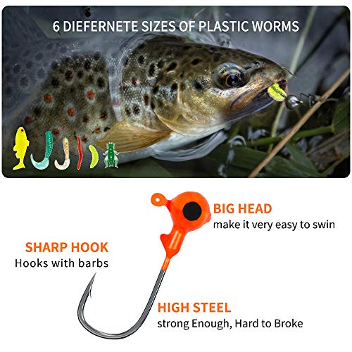 GOANDO Fishing Lures Kit for Freshwater Bait Tackle Kit for Bass Trout Salmon Fishing Accessories Tackle Box Including Spoon Lures Soft Plastic Worms Crankbait Jigs Fishing Hooks