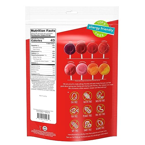 YumEarth Organic Pops Variety Pack, 50 Fruit Flavored Favorites Lollipops, Allergy Friendly, Gluten Free, Non-GMO, Vegan, No Artificial Flavors or Dyes