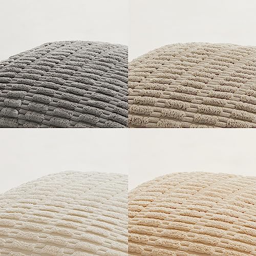 Fancy Homi 4 Packs Neutral Decorative Throw Pillow Covers 18x18 Inch for Living Room Couch Bed Sofa, Rustic Farmhouse Boho Home Decor, Soft Plush Striped Corduroy Square Cushion Case 45x45 cm