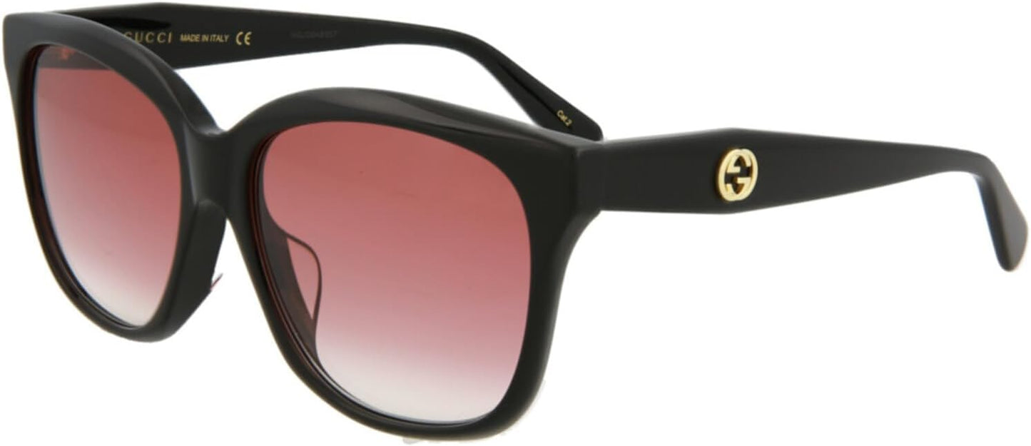 Gucci Square/Rectangle Sunglasses Black Black Red Luxury Eyewear Made In Italy Acetate Frame Designer Fashion for Everyday Luxury