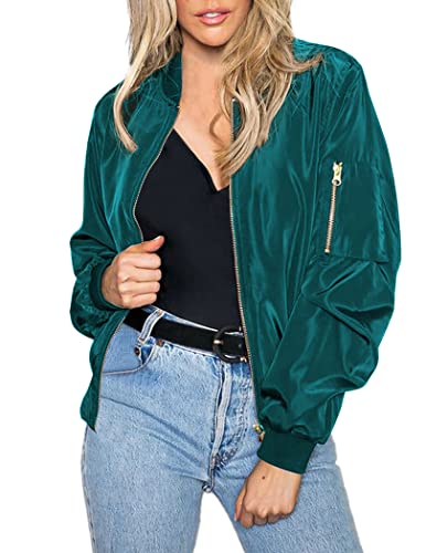 Zeagoo Women's Bomber Jacket Casual Coat Zip Up Outerwear Windbreaker with Pockets S-XXL