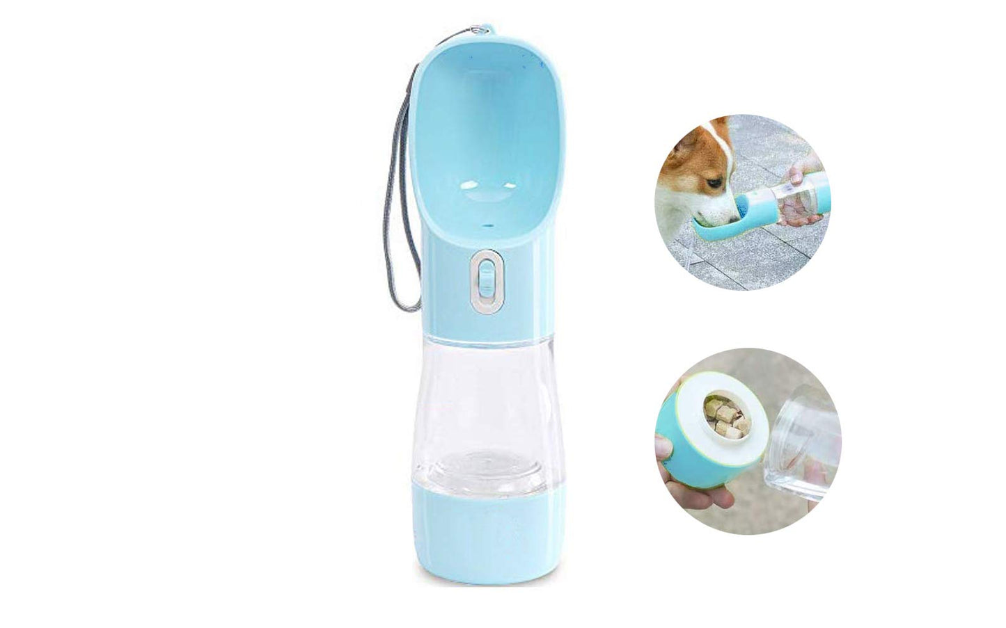 Dog Water Bottle for Walking, Multifunctional and Portable Dog Travel Water Dispenser with Food Container,Detachable Design Combo Cup for Drinking and Eating,Suitable for Cats and Puppy