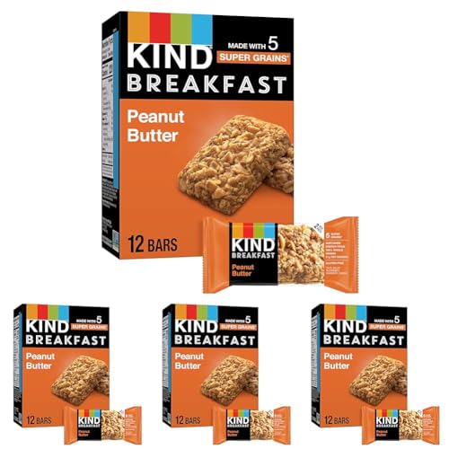 KIND Breakfast, Healthy Snack Bar, Peanut Butter, Gluten Free Breakfast Bars, 100% Whole Grains, 1.76 OZ Packs (6 Count)