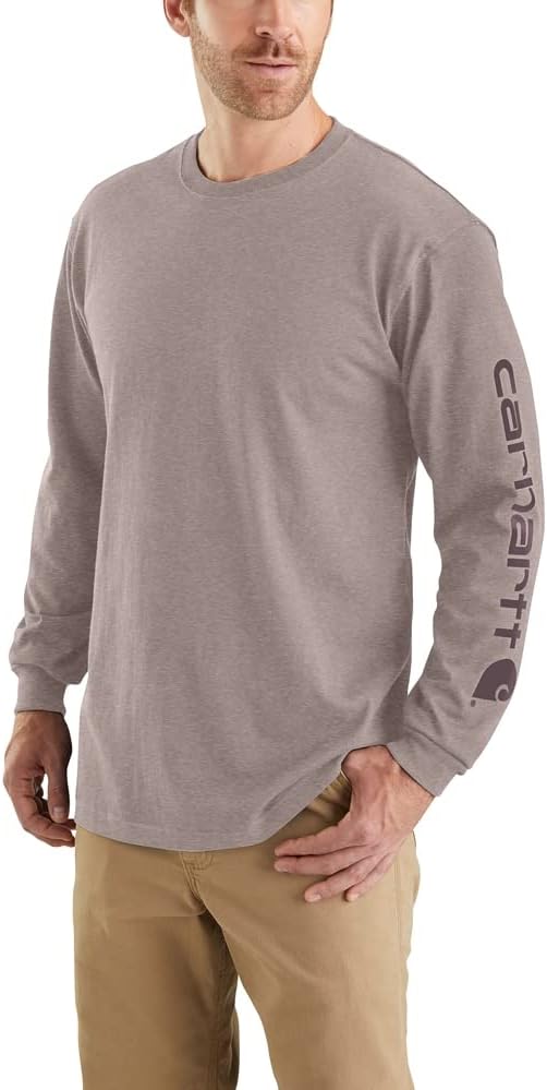 Carhatt Mens Loose Fit Heavyweight LongSleeve Logo Sleeve Graphic TShirt