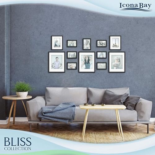 Icona Bay 5x7 Black Picture Frame, Modern Style Wood Composite Frame, Table Top or Wall Mount, Bliss Collection