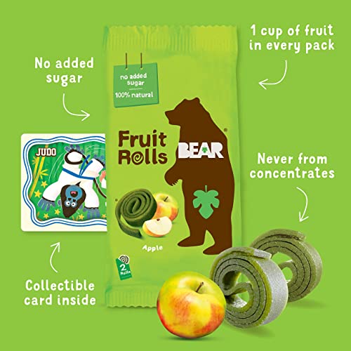 BEAR Real Fruit Snack Rolls - Gluten Free, Vegan, and Non-GMO - Strawberry – Healthy School And Lunch Snacks For Kids And Adults, 0.7 Ounce (Pack of 12)