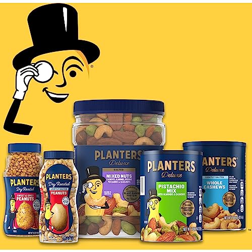 PLANTERS Deluxe Lightly Salted Whole Cashews, Party Snacks, Plant-Based Protein, Quick Snack for Adults, After School Snack, Roasted Cashew, Flavored with Sea Salt, Kosher, 1lb 2.25oz Canister