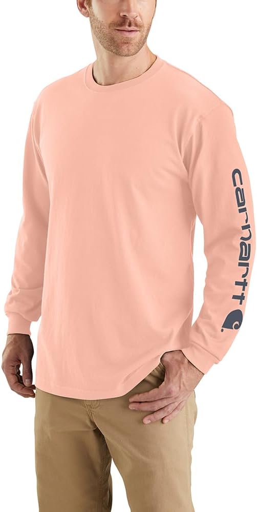 Carhatt Mens Loose Fit Heavyweight LongSleeve Logo Sleeve Graphic TShirt