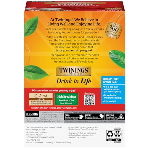 Twinings English Breakfast Tea K-Cup Pods for Keurig, Caffeinated, Smooth, Flavourful, Robust Black Tea, 24 Count (Pack of 1), Enjoy Hot or Iced