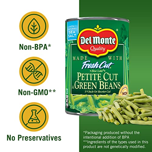 Del Monte Petite Cut Green Beans, 14.5 Oz, (Pack Of 12)