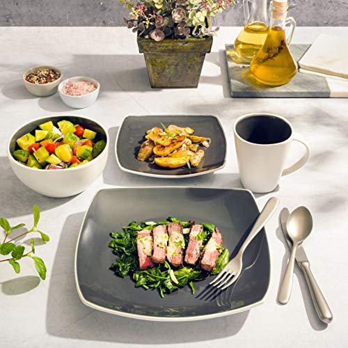 Gibson Soho Lounge Dinnerware Set, Service for 4 (16pcs), Matte Black