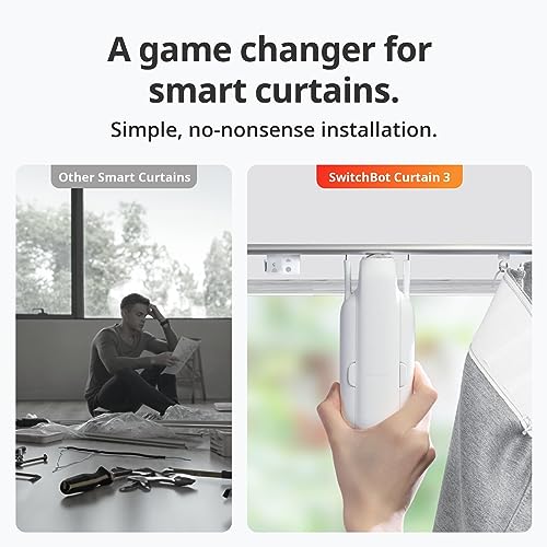 SwitchBot Automatic Curtain Opener - Bluetooth Remote Control Smart Curtain with App/Timer, Upgraded High-Performance Motor, Add SwitchBot Hub to Work with Alexa, Google Home, HomeKit (Curtain 3, Rod)