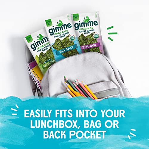 gimMe Grab & Go - Sea Salt & Avocado Oil - 5 Count - Organic Roasted Seaweed Sheets - Keto Vegan Gluten Free - Great Source of Iodine & Omega 3’s - Healthy On-The-Go Snack for Kids Adults