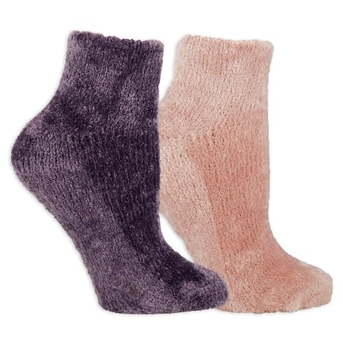 Dr. Scholl’s Women’s Fuzzy Spa Socks - Cozy Low Cut 2 & 3 Pairs - Lavender & Vitamin E Infused