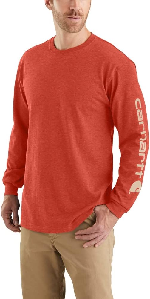 Carhatt Mens Loose Fit Heavyweight LongSleeve Logo Sleeve Graphic TShirt