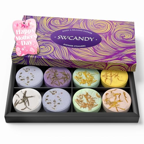 Shower Steamers Aromatherapy Birthday Gifts for Women - SWCANDY 8 Pcs Bath Bombs Gifts for Women, Shower Bombs Self Care Mothers Day Gifts for Mom with Essential Oils, Relaxation Home SPA