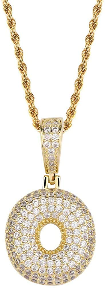 Apzzic Stainless Steel Iced Out Letter Necklace A-Z 26 Capital Initial Alphabet Name Necklace Rope Chain for Women Men Girl Gold Silver