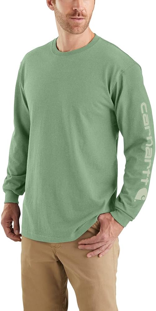 Carhatt Mens Loose Fit Heavyweight LongSleeve Logo Sleeve Graphic TShirt