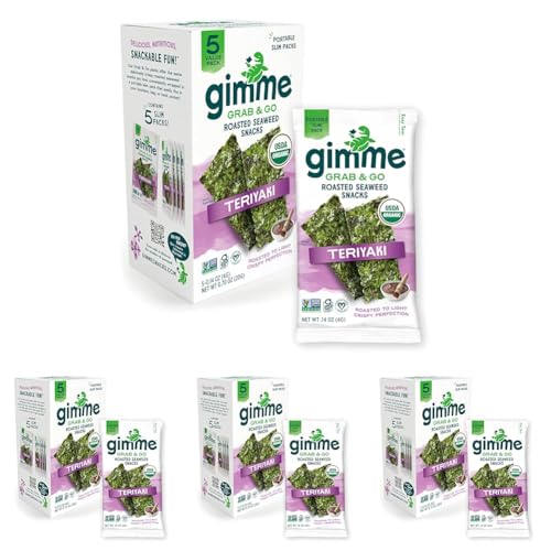 gimMe Grab & Go - Sea Salt & Avocado Oil - 5 Count - Organic Roasted Seaweed Sheets - Keto Vegan Gluten Free - Great Source of Iodine & Omega 3’s - Healthy On-The-Go Snack for Kids Adults