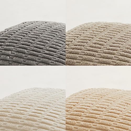 Fancy Homi 4 Packs Neutral Decorative Throw Pillow Covers 18x18 Inch for Living Room Couch Bed Sofa, Rustic Farmhouse Boho Home Decor, Soft Plush Striped Corduroy Square Cushion Case 45x45 cm