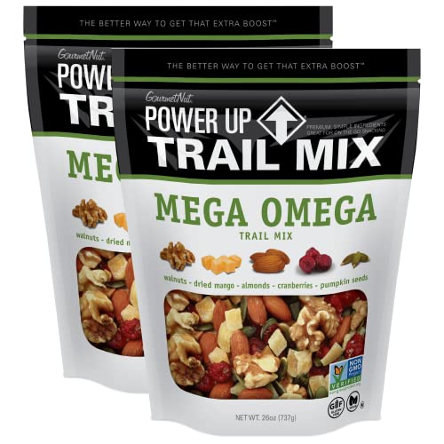 Power Up Premium Trail Mix - Mega Omega Trail Mix 14oz, Gluten Free, Vegan, Non-GMO