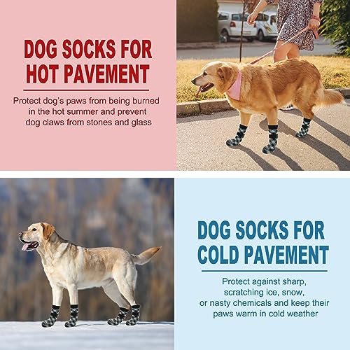 EXPAWLORER Double Side Anti-Slip Dog Socks - Dog Booties for Hot Pavement, Adjustable Pet Paw Protector, Traction Control Non-Skid for Indoor on Hardwood Floor Wear,Dog Shoes for Outdoor