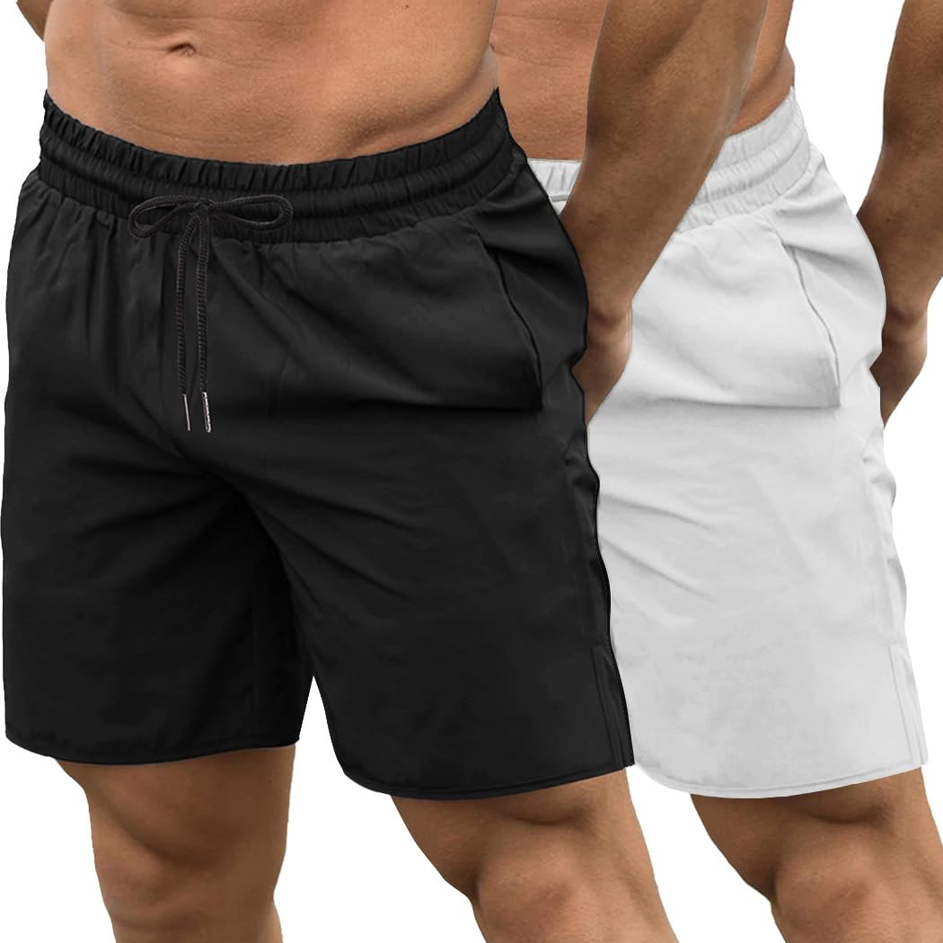 COOFANDY Men's 2 Pack Gym Workout Shorts Quick Dry Bodybuilding Weightlifting Pants Training Running Jogger with Pockets