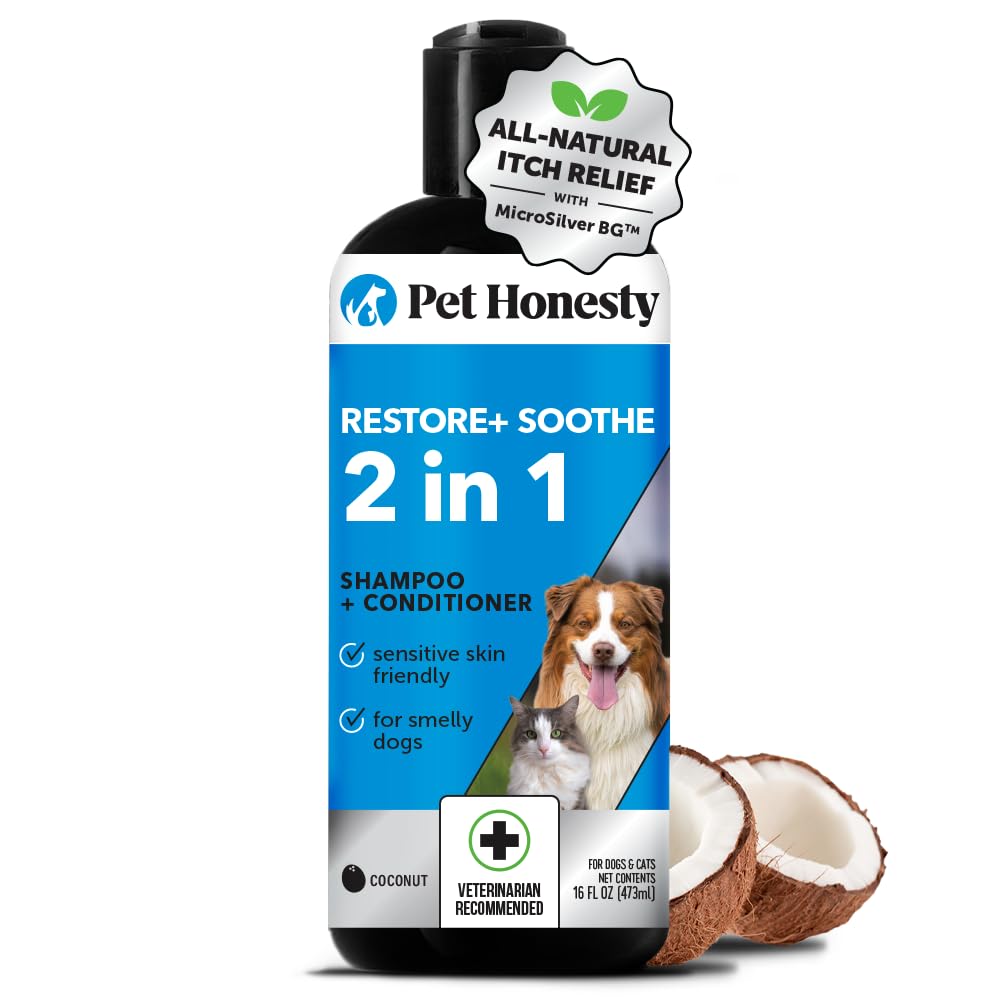 Pet Honesty Chlorhexidine Cat & Dog Anti-Itch Shampoo, for Allergies, Itching, Dog Skin and Coat Supplement, Helps Shedding, Hot Spots, Deodorizing Dog Shampoo, Dog Grooming Supplies,16oz