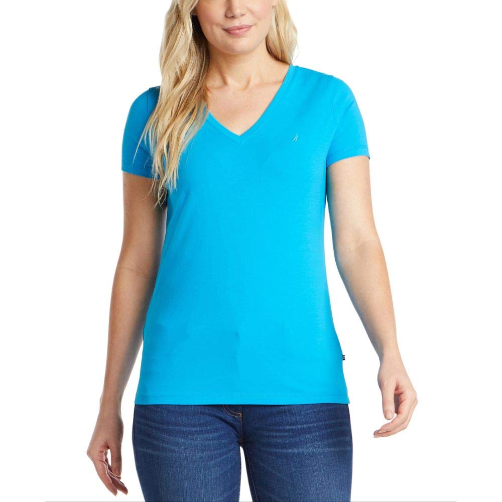 Nautica Women's Easy Comfort V-Neck Supersoft Stretch Cotton T-Shirt