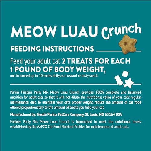 Purina Friskies Natural Cat Treats Party Mix Natural Yums With Real Salmon and Added Vitamins, Minerals and Nutrients - 20 oz. Canister