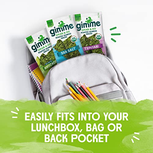 gimMe Grab & Go - Sea Salt & Avocado Oil - 5 Count - Organic Roasted Seaweed Sheets - Keto Vegan Gluten Free - Great Source of Iodine & Omega 3’s - Healthy On-The-Go Snack for Kids Adults