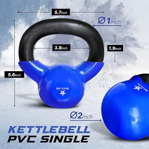 Yes4All Kettlebell Vinyl Coated Cast Iron – Great for Dumbbell Weights Exercises, Full Body Workout Equipment Push up, Grip Strength and Strength Training, PVC