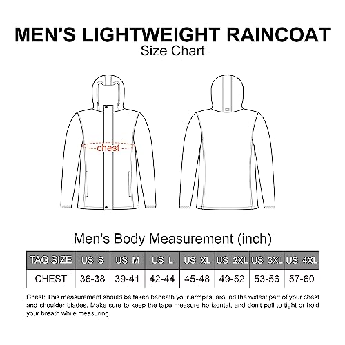 Outdoor Ventures Men's Rain Jacket Waterproof Lightweight Packable Rain Shell Raincoat with Hood for Golf Hiking Travel