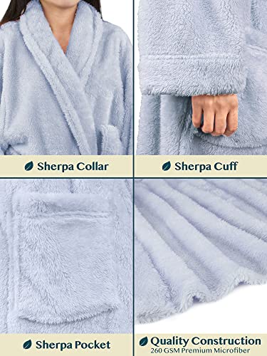 PAVILIA Premium Womens Plush Soft Robe Fluffy, Warm, Fleece Sherpa Shaggy Bathrobe