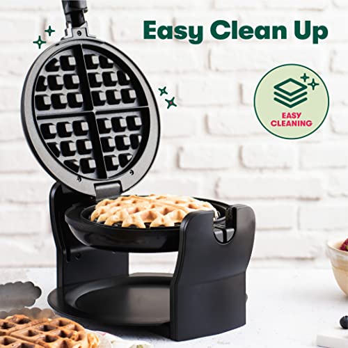 BELLA Classic Rotating Belgian Waffle Maker with Nonstick Plates, Removable Drip Tray, Adjustable Browning Control and Cool Touch Handles, Stainless Steel, 13991