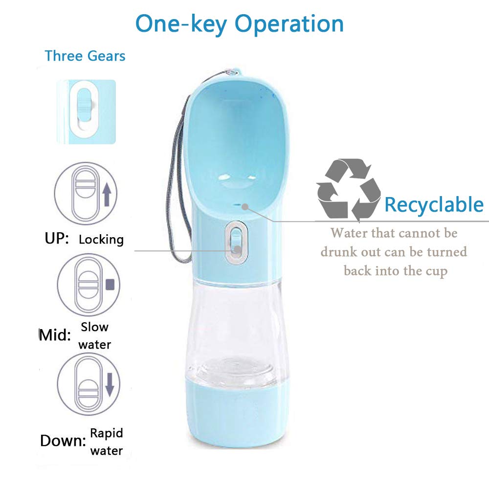 Dog Water Bottle for Walking, Multifunctional and Portable Dog Travel Water Dispenser with Food Container,Detachable Design Combo Cup for Drinking and Eating,Suitable for Cats and Puppy