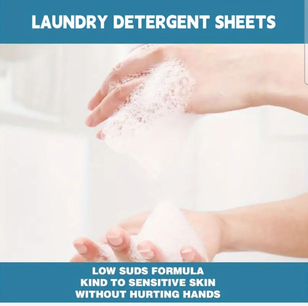 GREAT VALUE 0.06 cents per load, laundry Detergent Sheets, No Measuring, No waste, 1 sheet per load, for Sensitive Skin, Concentrated Laundry Sheets, 3 size options. Do 300 loads for 23.99 (90Sheets)