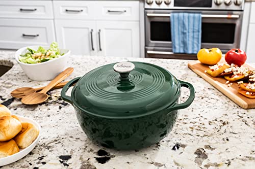 Lodge 6 Quart Enameled Cast Iron Dutch Oven with Lid – Dual Handles – Oven Safe up to 500° F or on Stovetop - Use to Marinate, Cook, Bake, Refrigerate and Serve – Oyster White