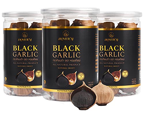 Homtiem Black Garlic 8.82 Oz (250g.), Whole Black Garlic Fermented for 90 Days, Super Foods, Non-GMOs, Non-Additives, High in Antioxidants, Ready to Eat for Snack Healthy, Healthy Recipes